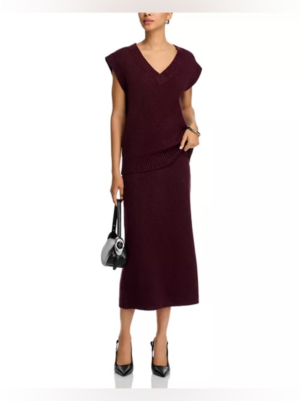 Steve Madden Wine Sweater Vest & Skirt Set NWT Sz L